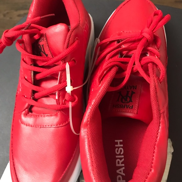 RED PARISH NATION MEN’S SNEAKERS. COMFORTABLE CASUAL WEAR. SIZE: 7.5. LIKE NEW - Picture 6 of 8